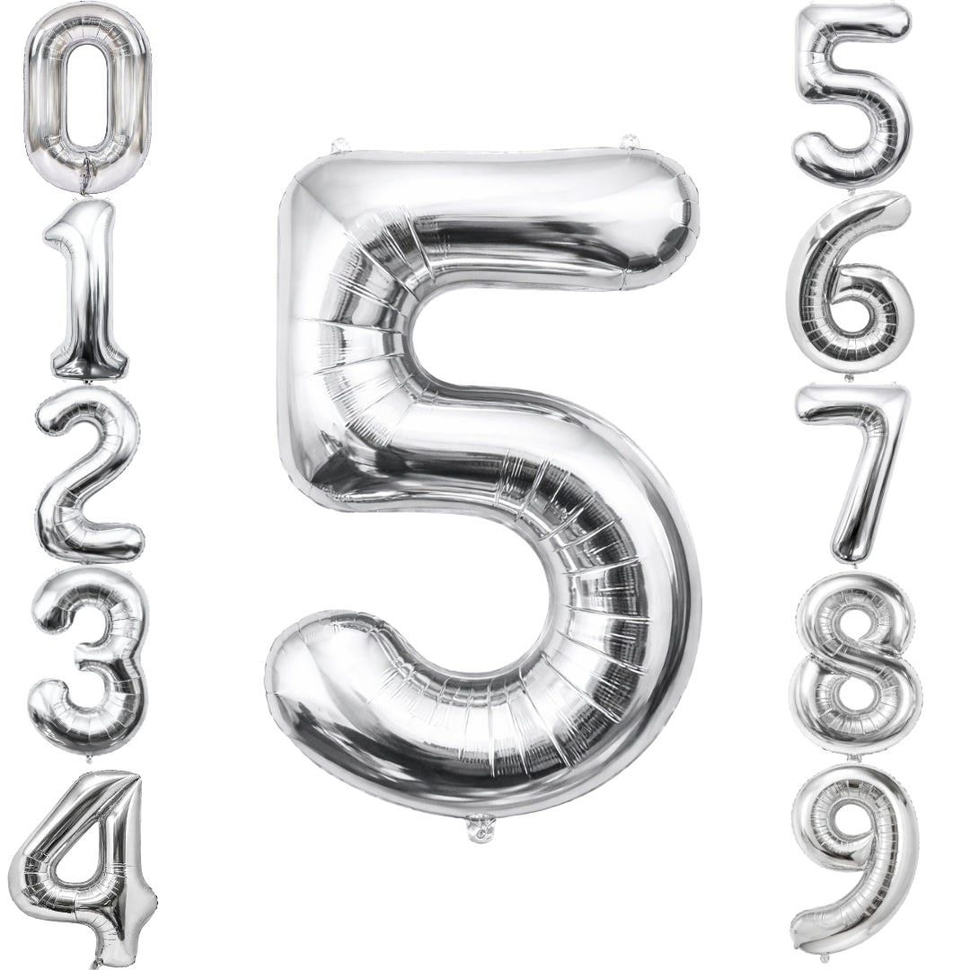 Silver Number 5 Foil Balloon 40 Inch  Air Filled Pack of 1