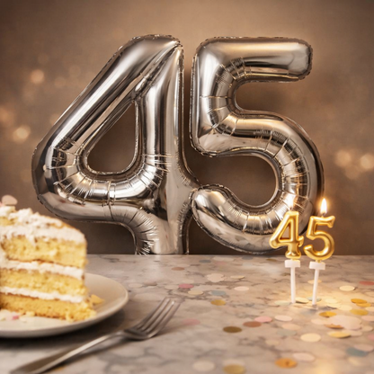Silver Number 5 Foil Balloon 40 Inch  Air Filled Pack of 1