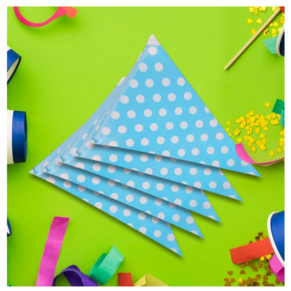 Blue Polka Dot Triangular Bunting Banner - Over 9 FT - 1PC