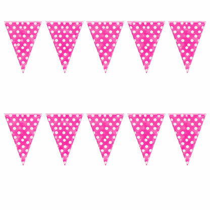 Polka Dot Buntings Hot Pink- Over 9 FT