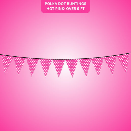 Polka Dot Buntings Hot Pink- Over 9 FT