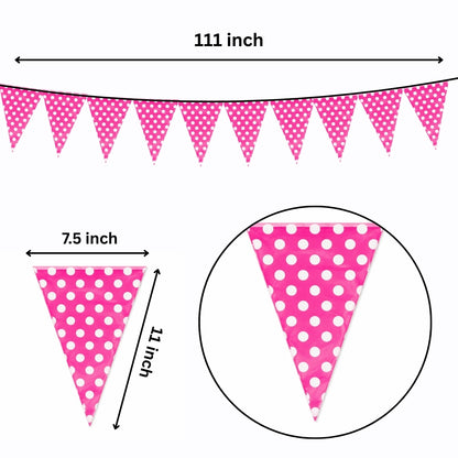 Polka Dot Buntings Hot Pink- Over 9 FT