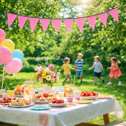 Polka Dot Buntings Hot Pink- Over 9 FT