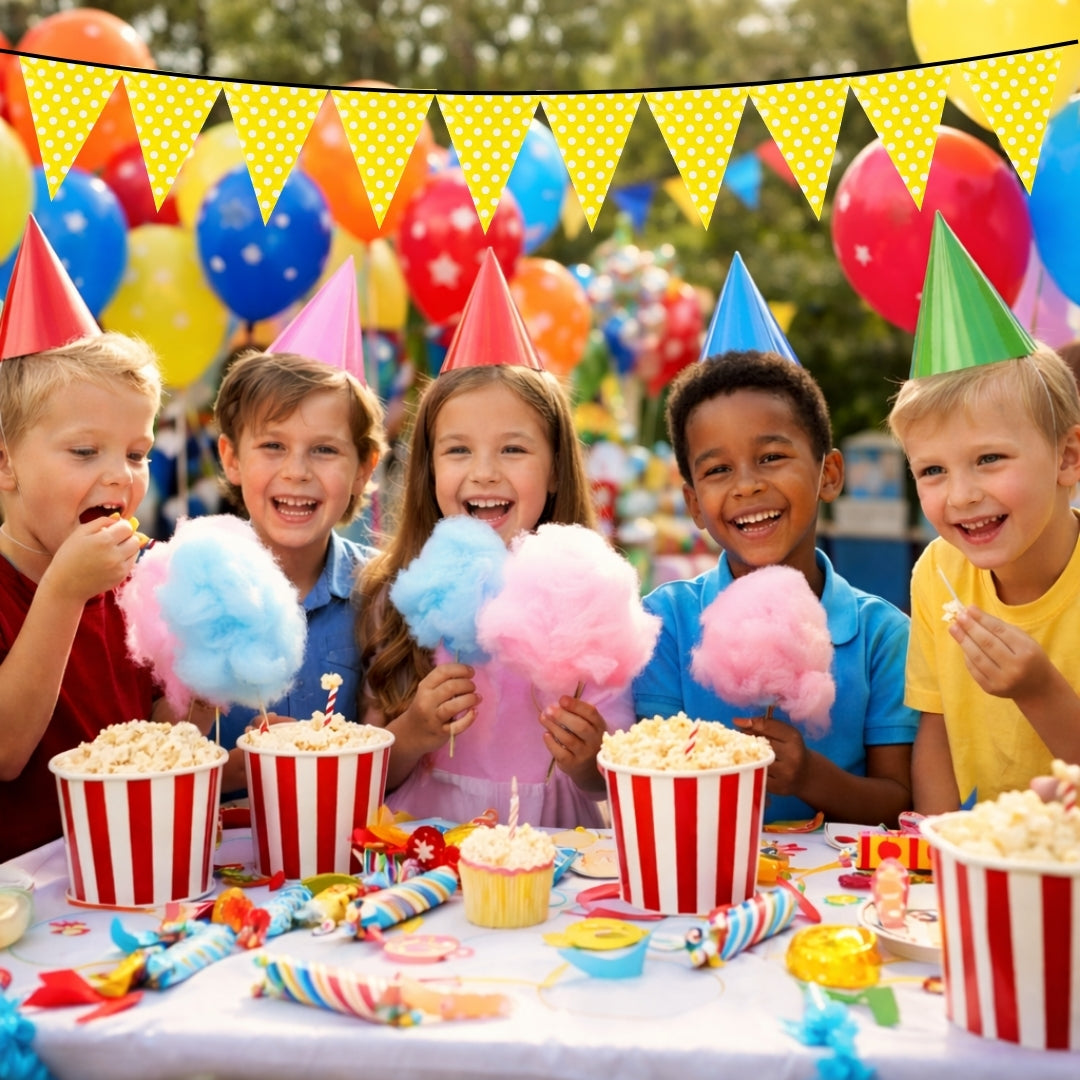Polka Dot Buntings Yellow- Over 9 FT