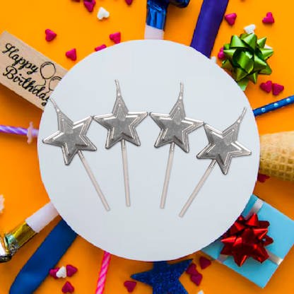 Star Stick Candle Silver - 4PC