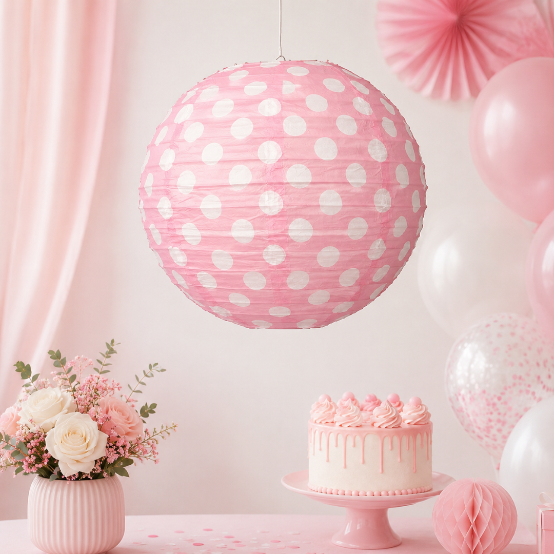 Polka Dot Pink Lanterns 14 - Pack of 1