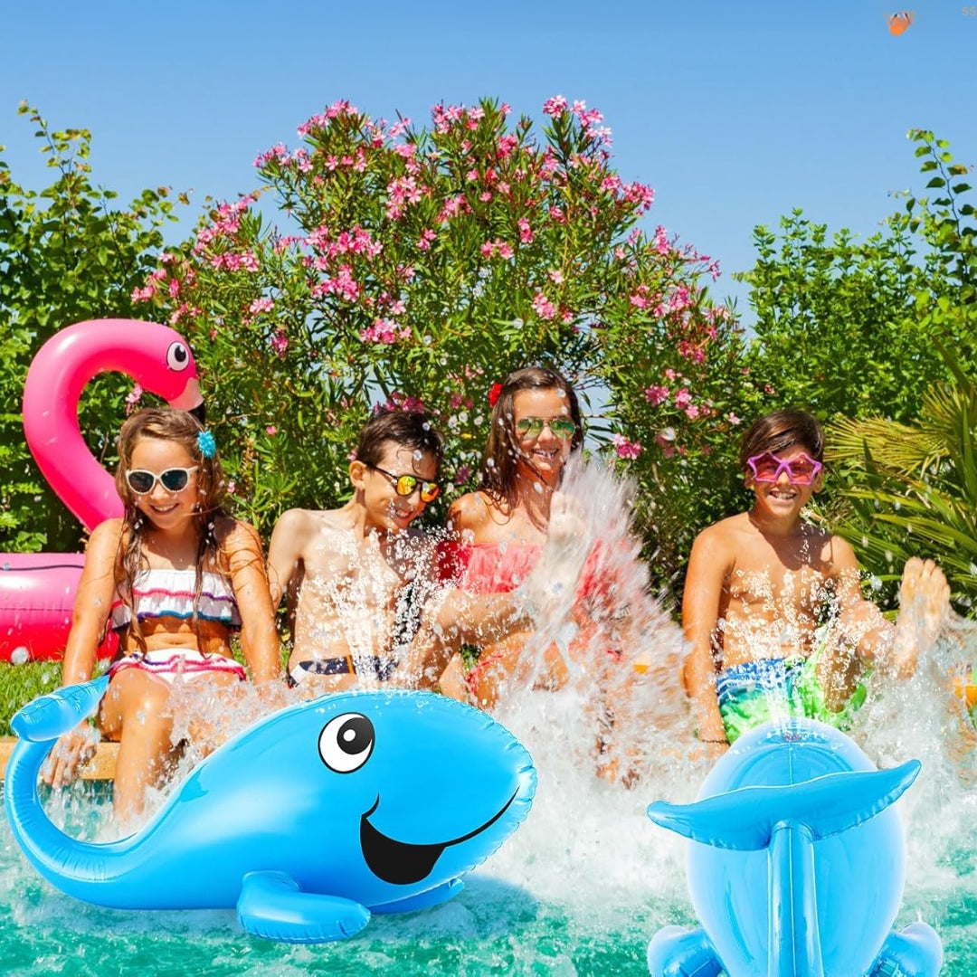 Shark Shaped Blue Inflatable Water Sprinkler for Kids - 1PC