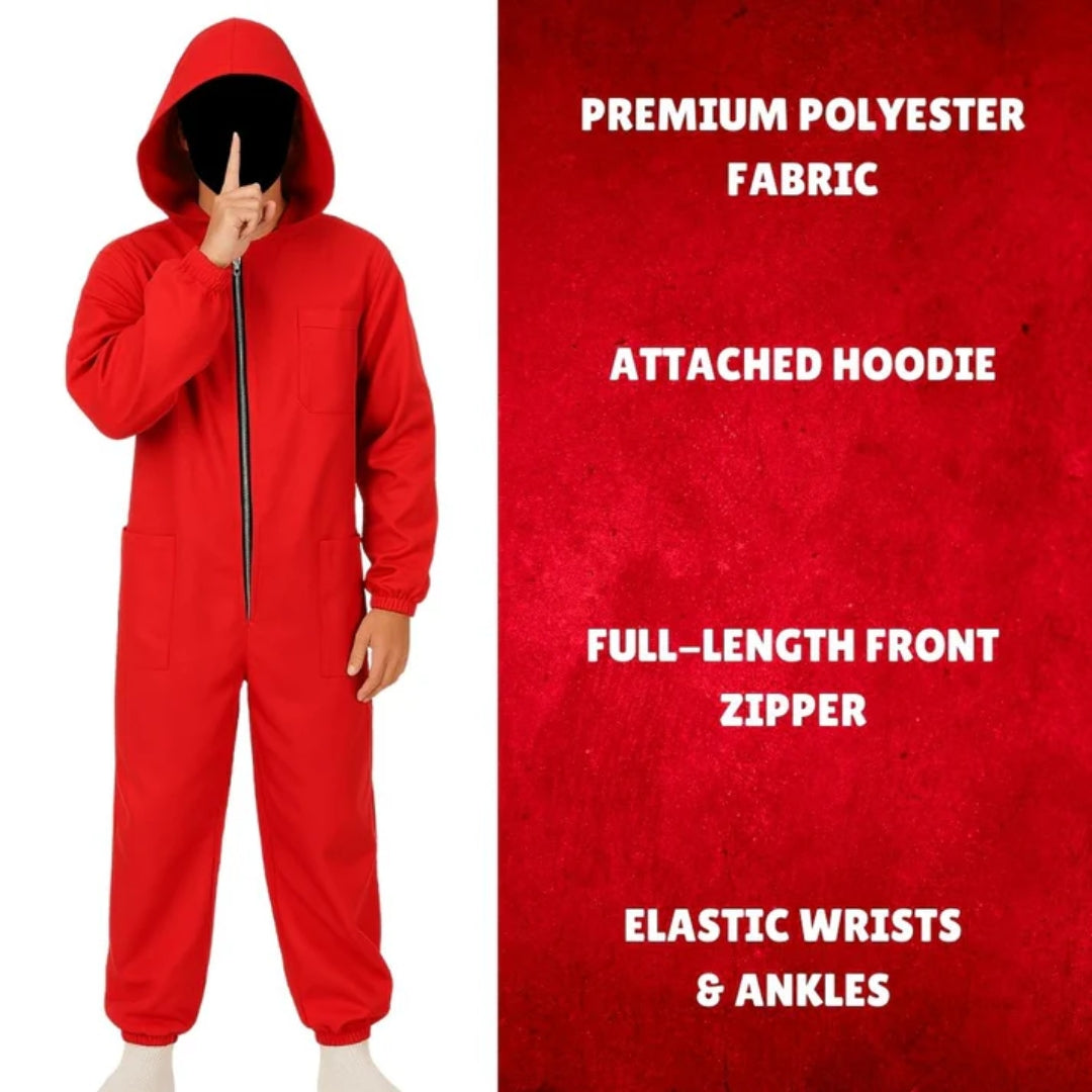 Money Heist Red Zipper Costume for Adults - 1PC