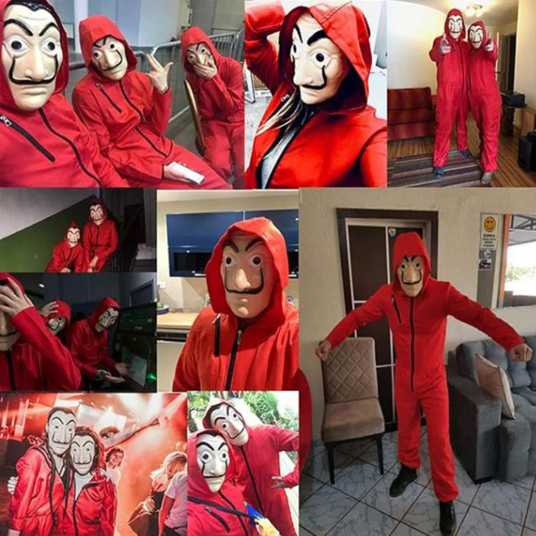 Money Heist Red Zipper Costume for Adults - 1PC