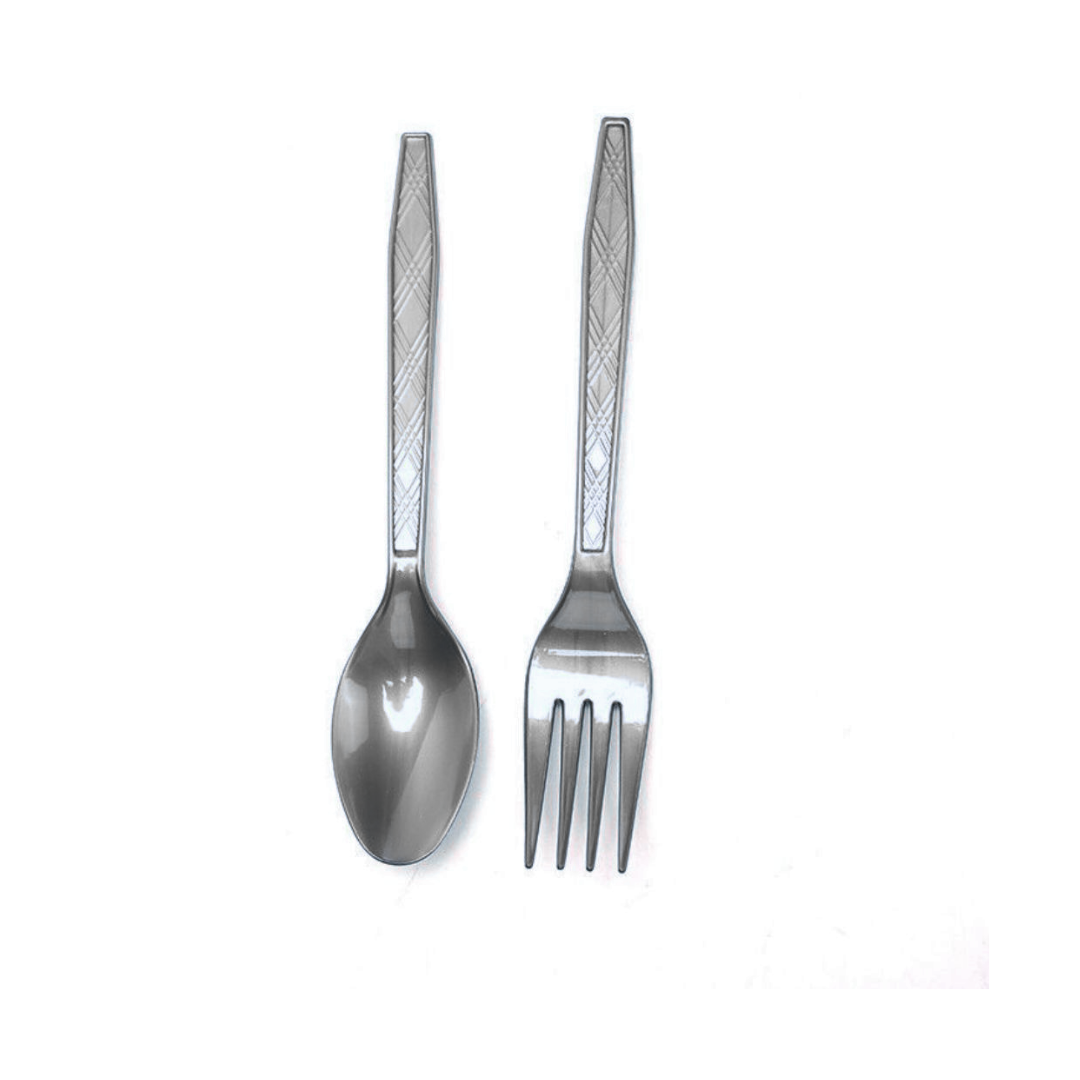 Metallic Silver Dinner or Dessert Spoons / Cake Spoons / Durable - 20PC