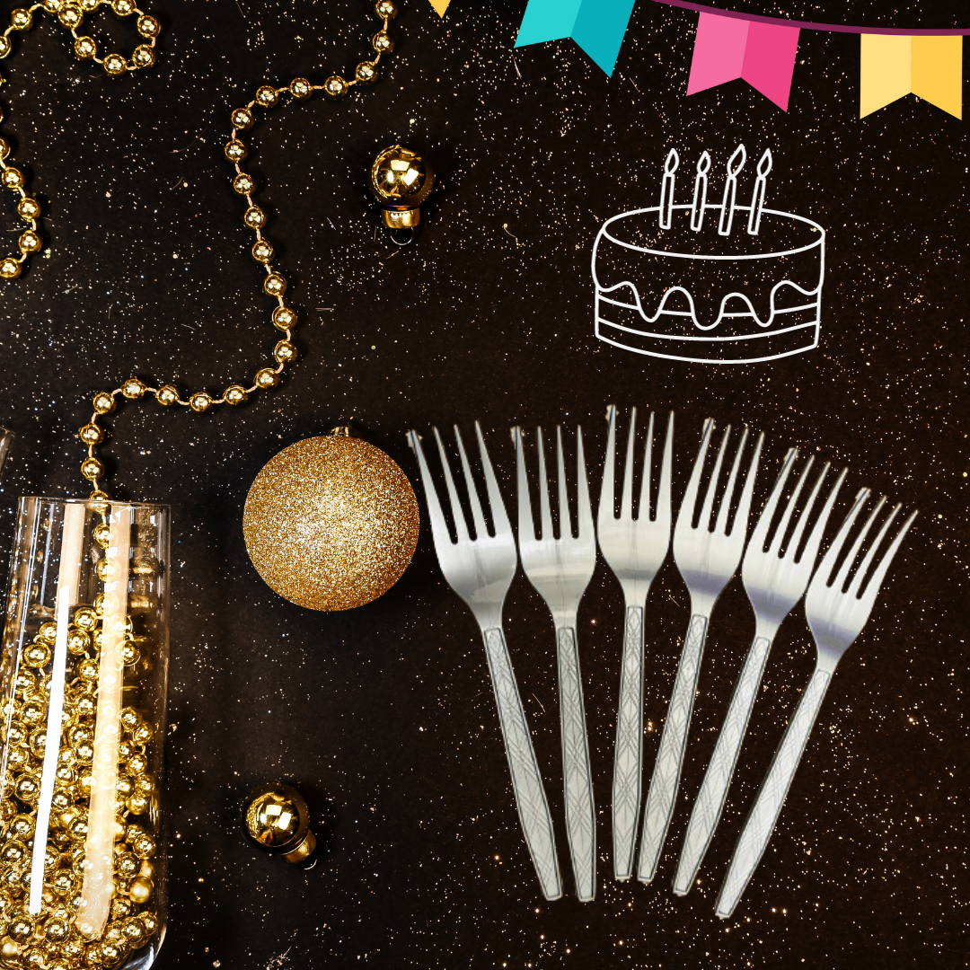 Metallic Silver Dinner Forks / Durable - 20PC