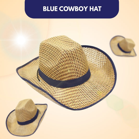 Cowboy Beach Hat with Dark Blue Ribbon