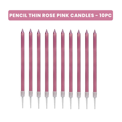 Pencil Thin Rose Pink Candles - 10PC