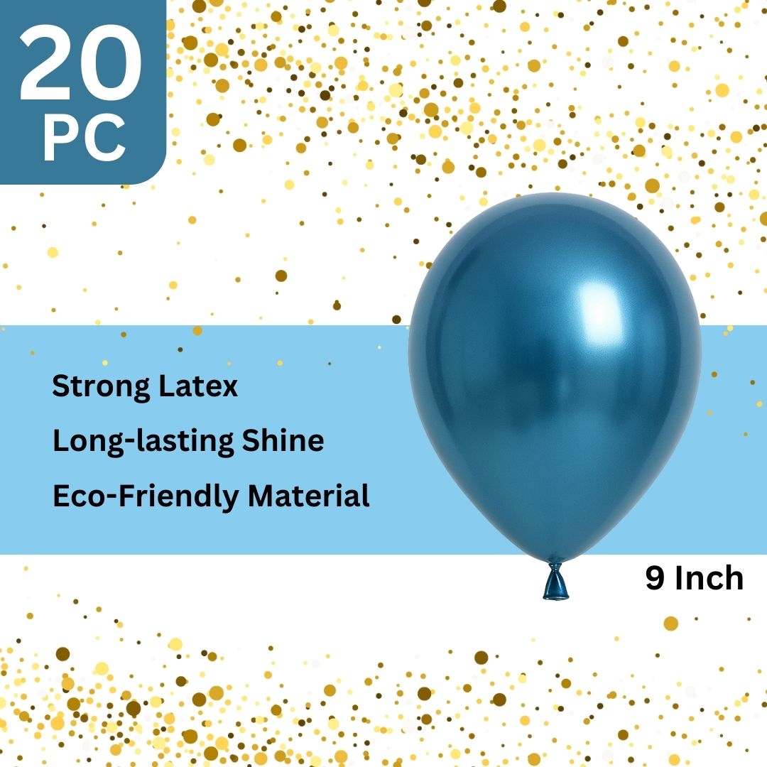 9" Chrome Blue Balloons - 20PC