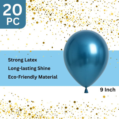 9" Chrome Blue Balloons - 20PC
