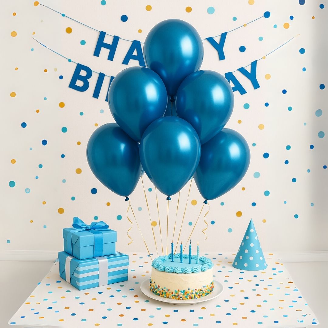 9" Chrome Blue Balloons - 20PC