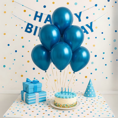9" Chrome Blue Balloons - 20PC