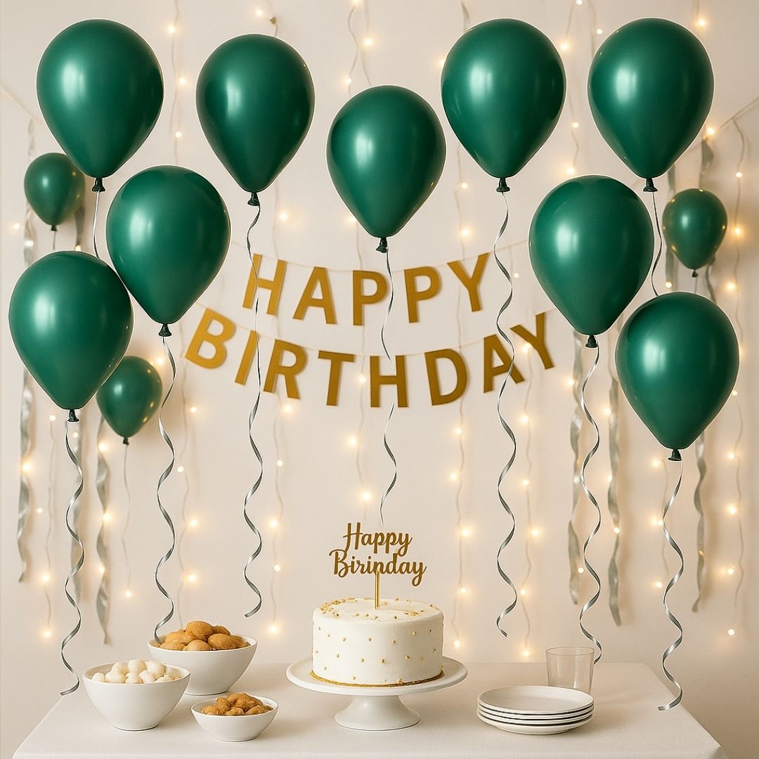9" Chrome Green Balloons - 20PC