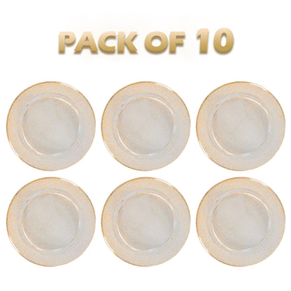 Gold Shimmer Plastic Durable Party Plates - 10 inches - 6PC