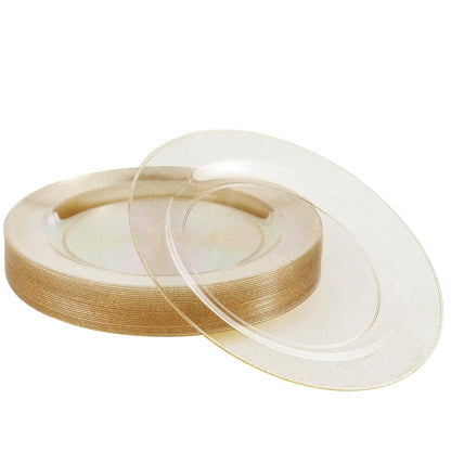 Gold Shimmer Plastic Durable Party Plates - 10 inches - 6PC