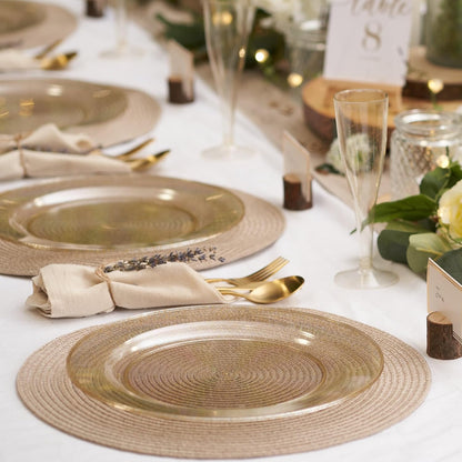 Gold Shimmer Plastic Durable Party Plates - 10 inches - 6PC