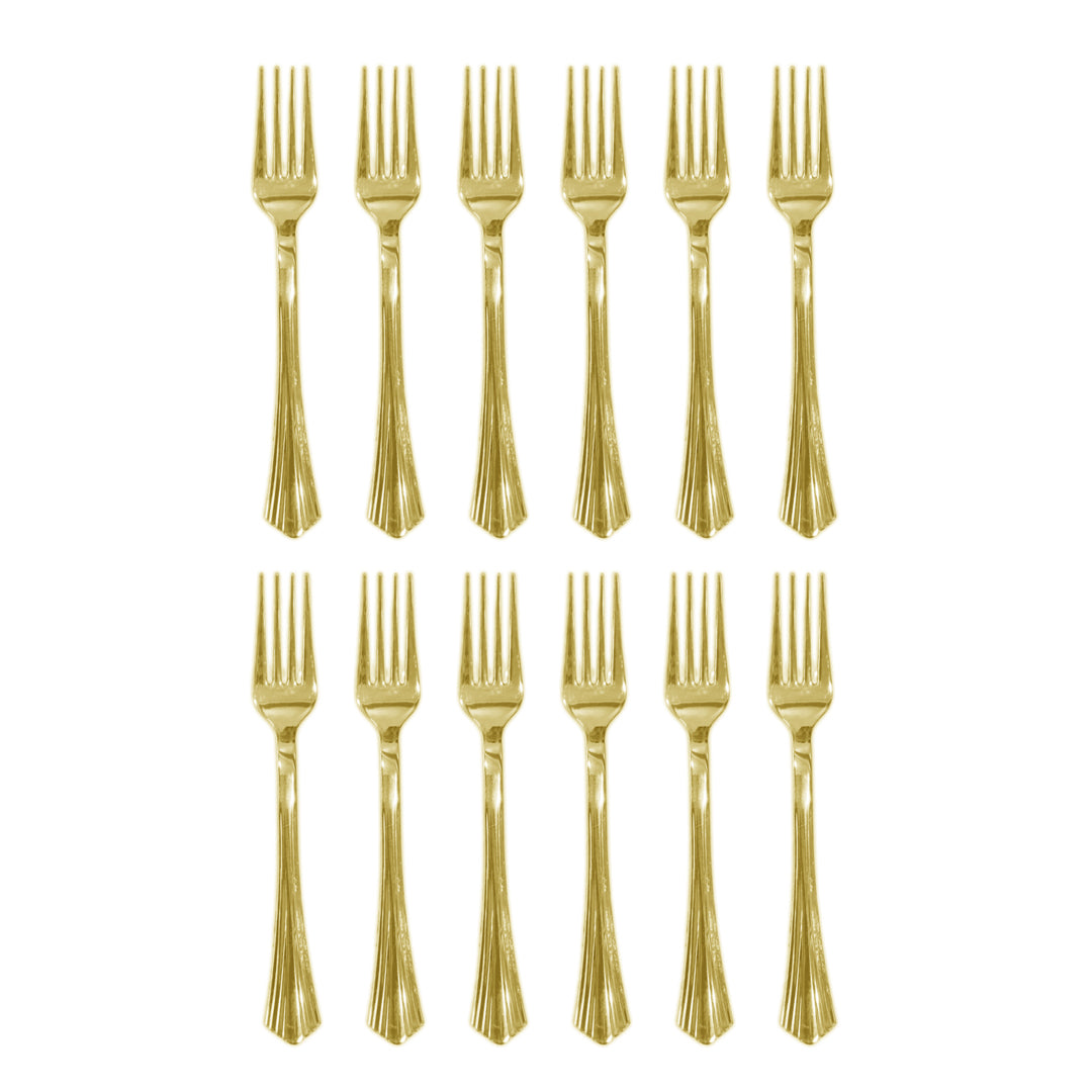 Metallic Golden Forks - 12PC