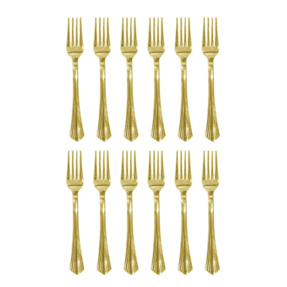 Metallic Golden Forks - 12PC