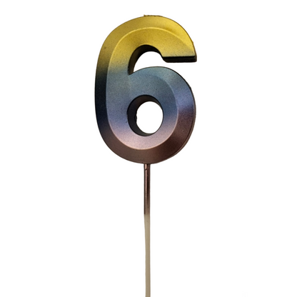 Number 6 Metalic Golden Purple Pink Stick Candle - 1PC