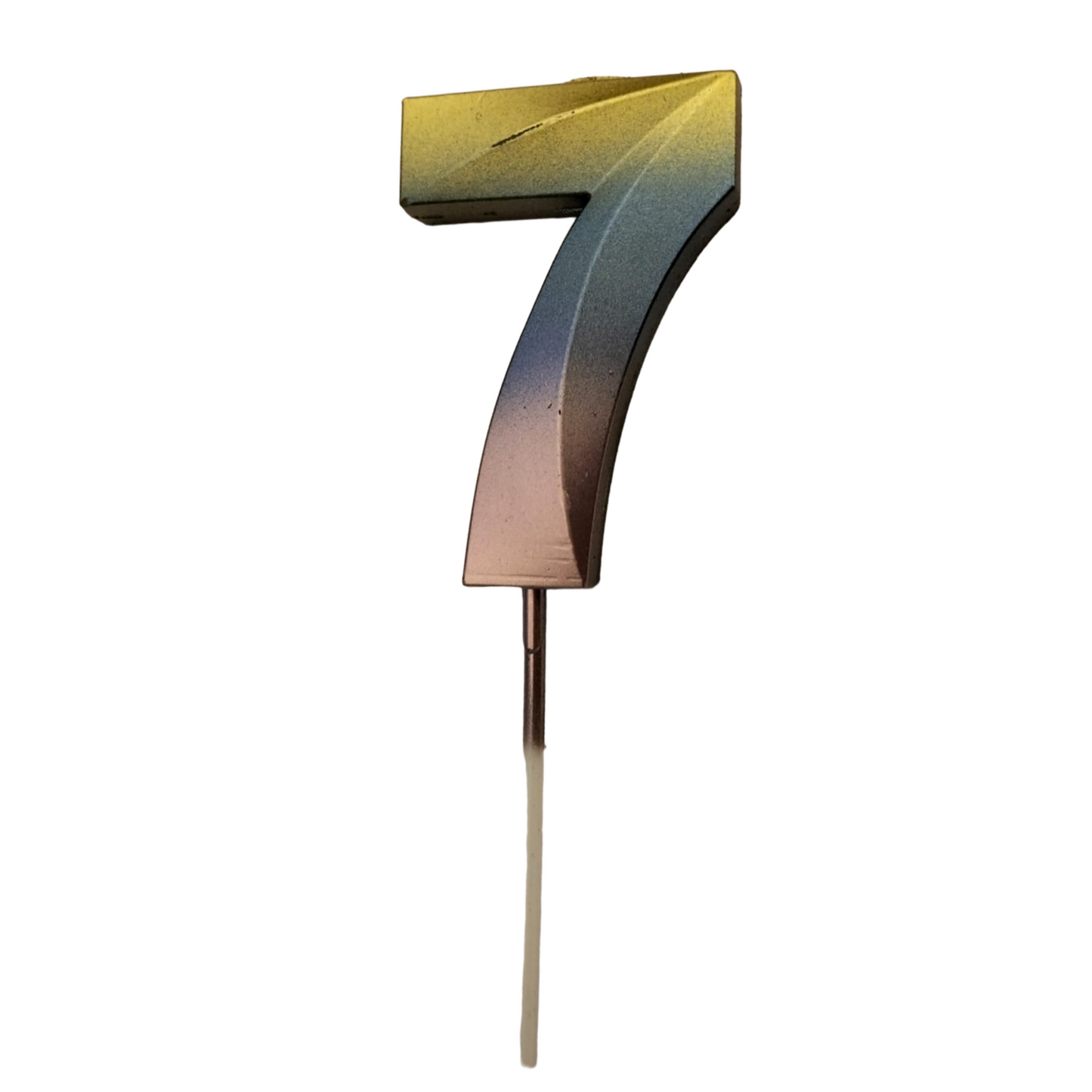 Number 7 Metalic Golden Purple Pink Stick Candle - 1PC