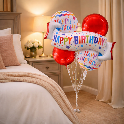 Happy Birthday Wishes Flag Banner Balloon Set - 5P