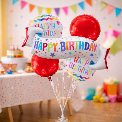 Happy Birthday Wishes Flag Banner Balloon Set - 5P