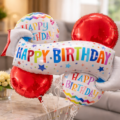 Happy Birthday Wishes Flag Banner Balloon Set - 5P