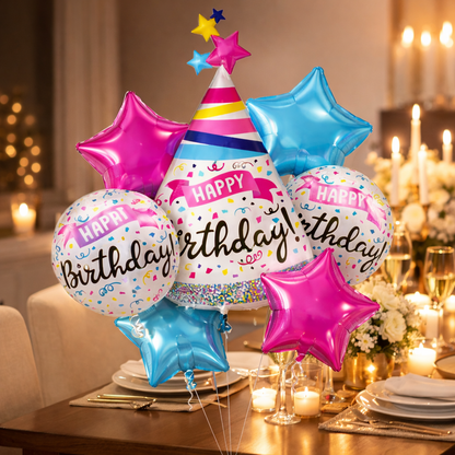 Hat Shaped Happy Birthday Balloon Set of 5