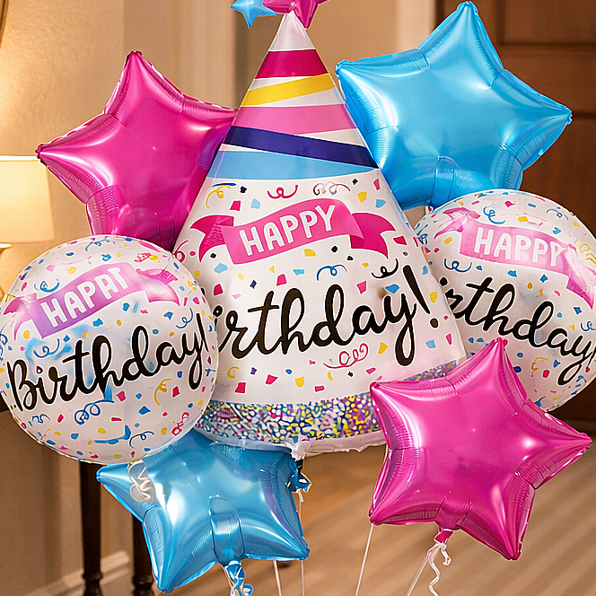 Hat Shaped Happy Birthday Balloon Set of 5