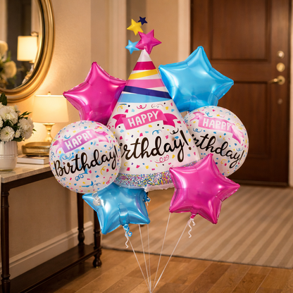 Hat Shaped Happy Birthday Balloon Set of 5