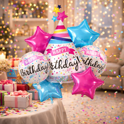 Hat Shaped Happy Birthday Balloon Set of 5