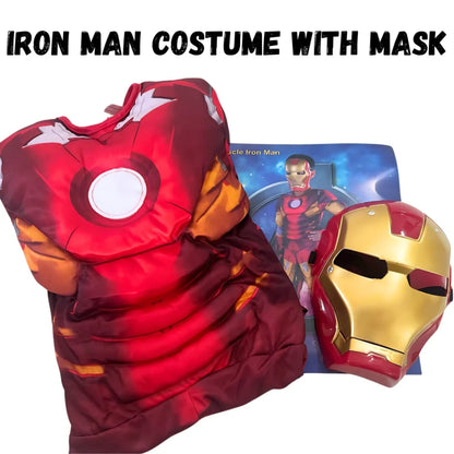 Muscular Iron Man Costume with Mask for Kids - Superhero Fancy Dress - 1 Set