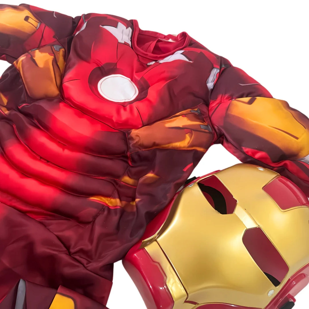 Muscular Iron Man Costume with Mask for Kids - Superhero Fancy Dress - 1 Set