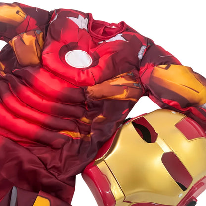 Muscular Iron Man Costume with Mask for Kids - Superhero Fancy Dress - 1 Set