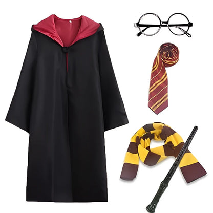 Magical Harry Potter Costume w/ Scarf, Eyeglass, Wand & Tie for Kids - Size M 5 - 7 YR