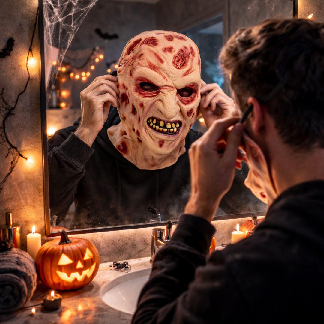 Freddy Krueger Wrinkled Face Mask for Halloween/ Theme Party -1PC