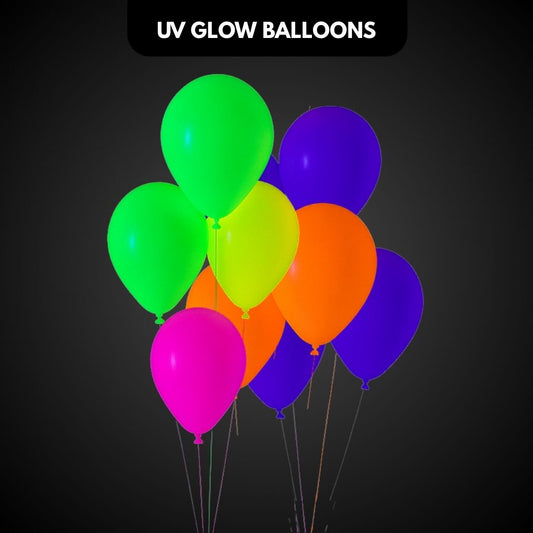 UV Glow in the Dark Helium Quality Balloons 12" - Pack of 10