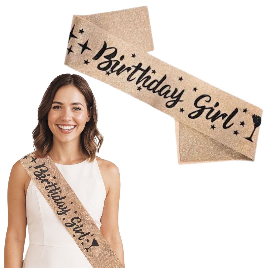 Glitter Birthday Girl Sash Silver