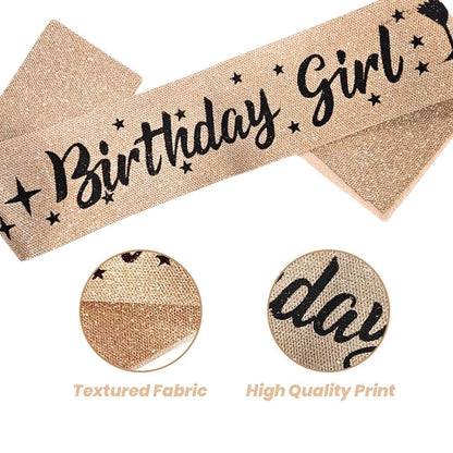 Glitter Birthday Girl Sash Silver