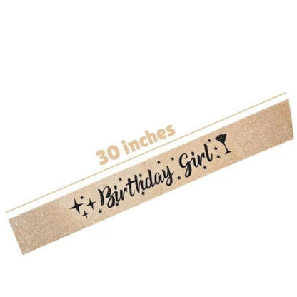 Glitter Birthday Girl Sash Silver