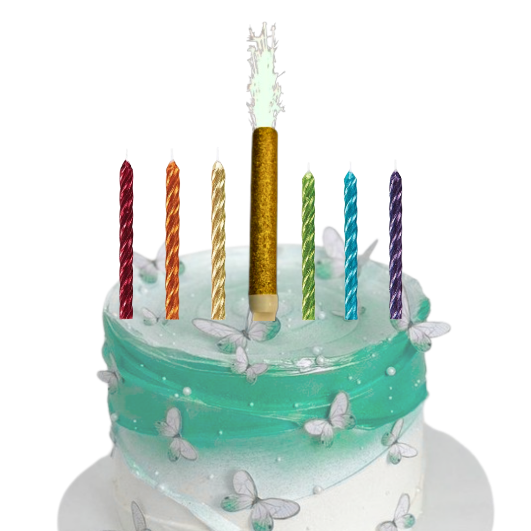 Multicolor Swirl Candle with Sparkling Candle - 7PC Set