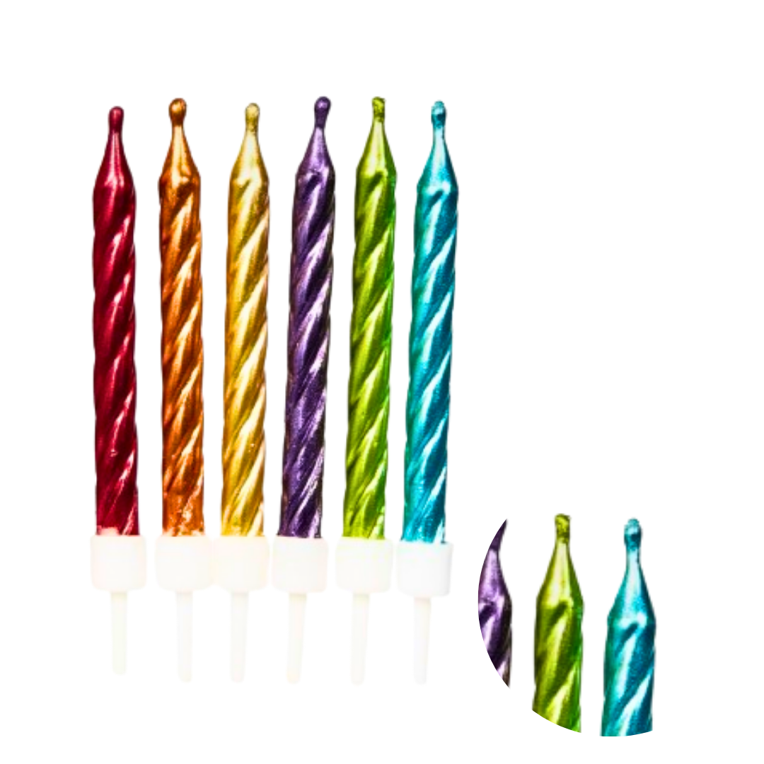 Multicolor Swirl Candle with Sparkling Candle - 7PC Set