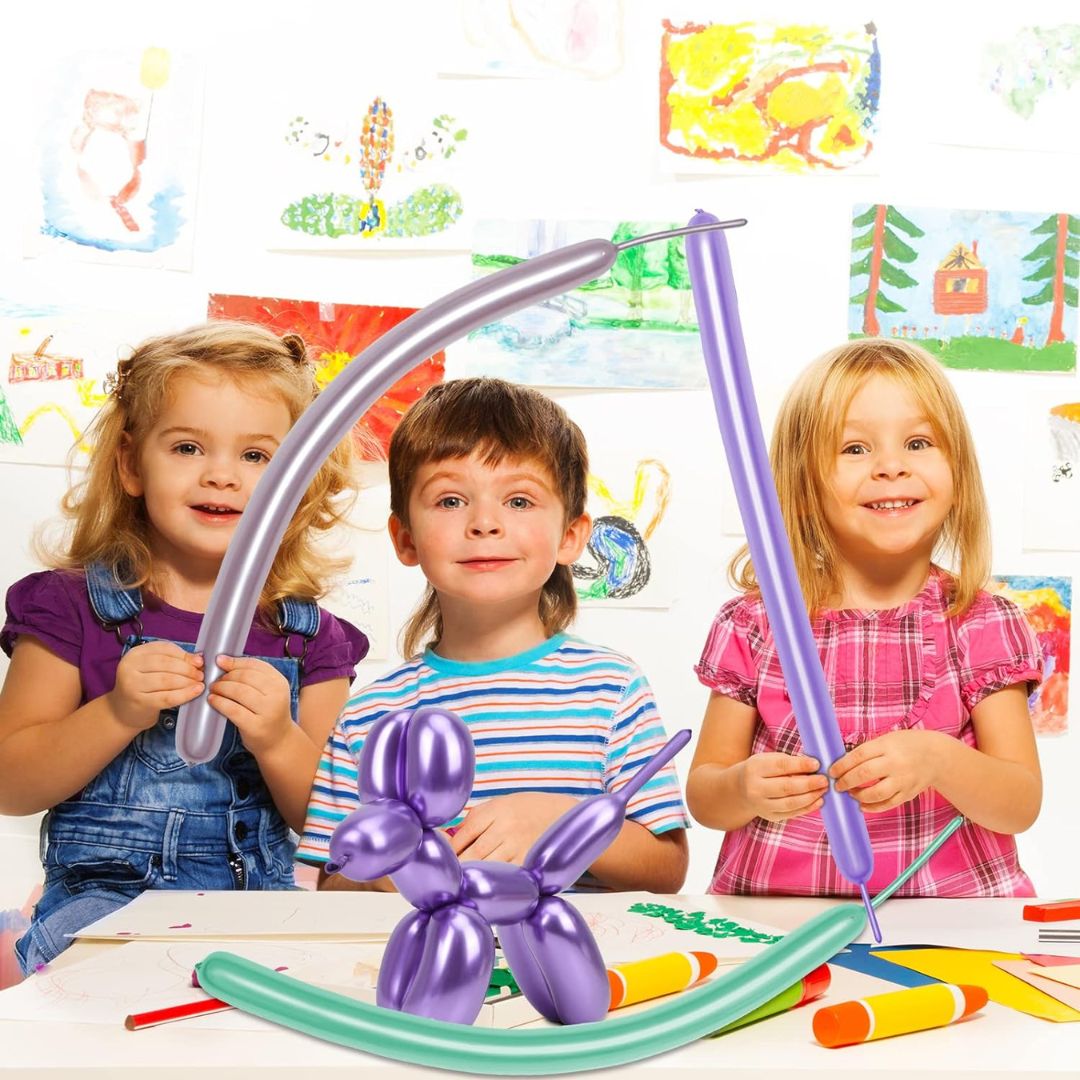 Multicolor Chrome Designer Twisting Balloons - Pack of 10