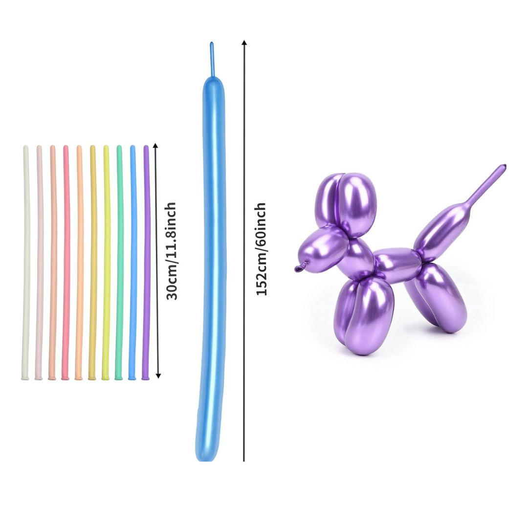 Multicolor Chrome Designer Twisting Balloons - Pack of 10