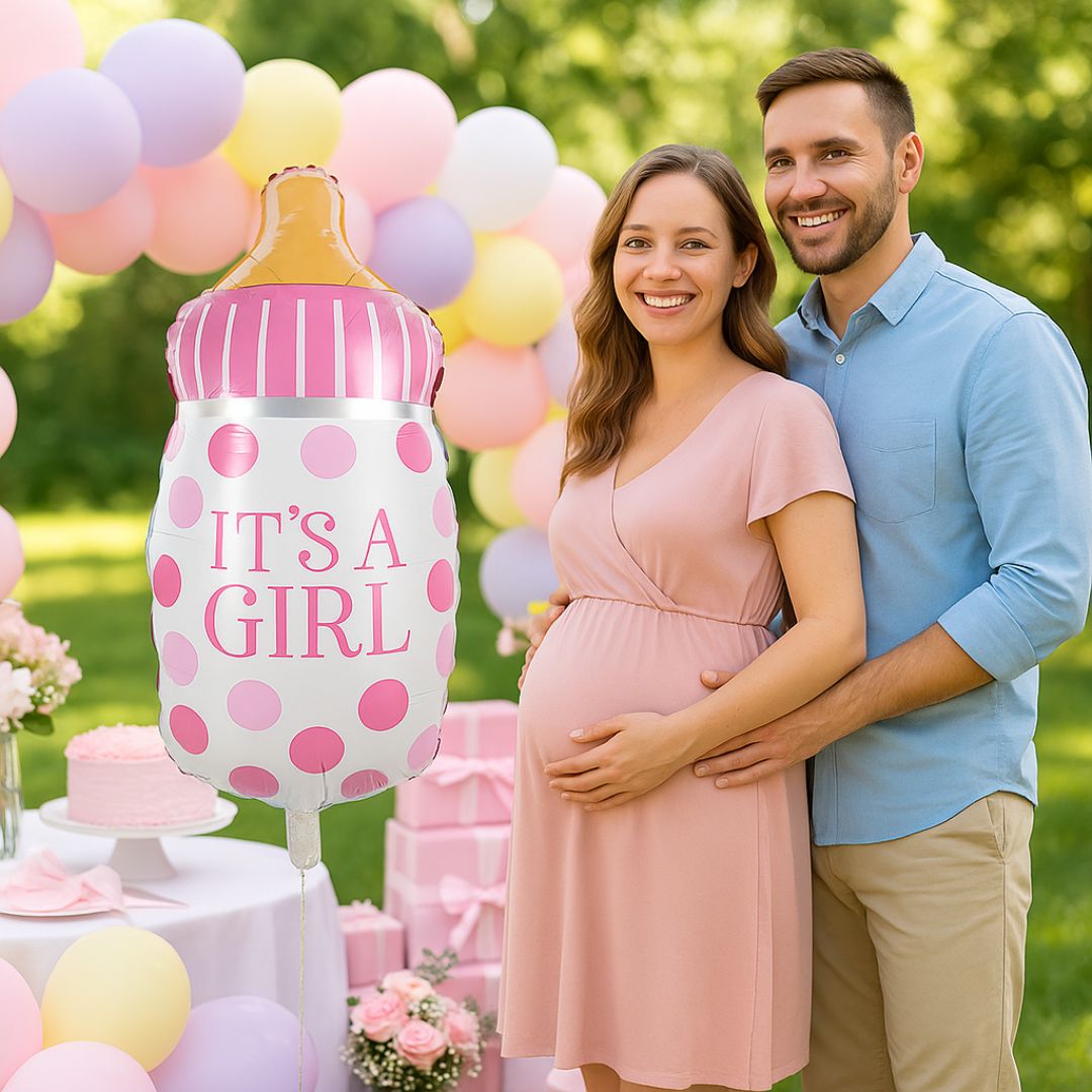 It's a Girl Milk Bottle Blue Balloon 18"